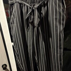 Fashion Nova Black Pants with White Stripes